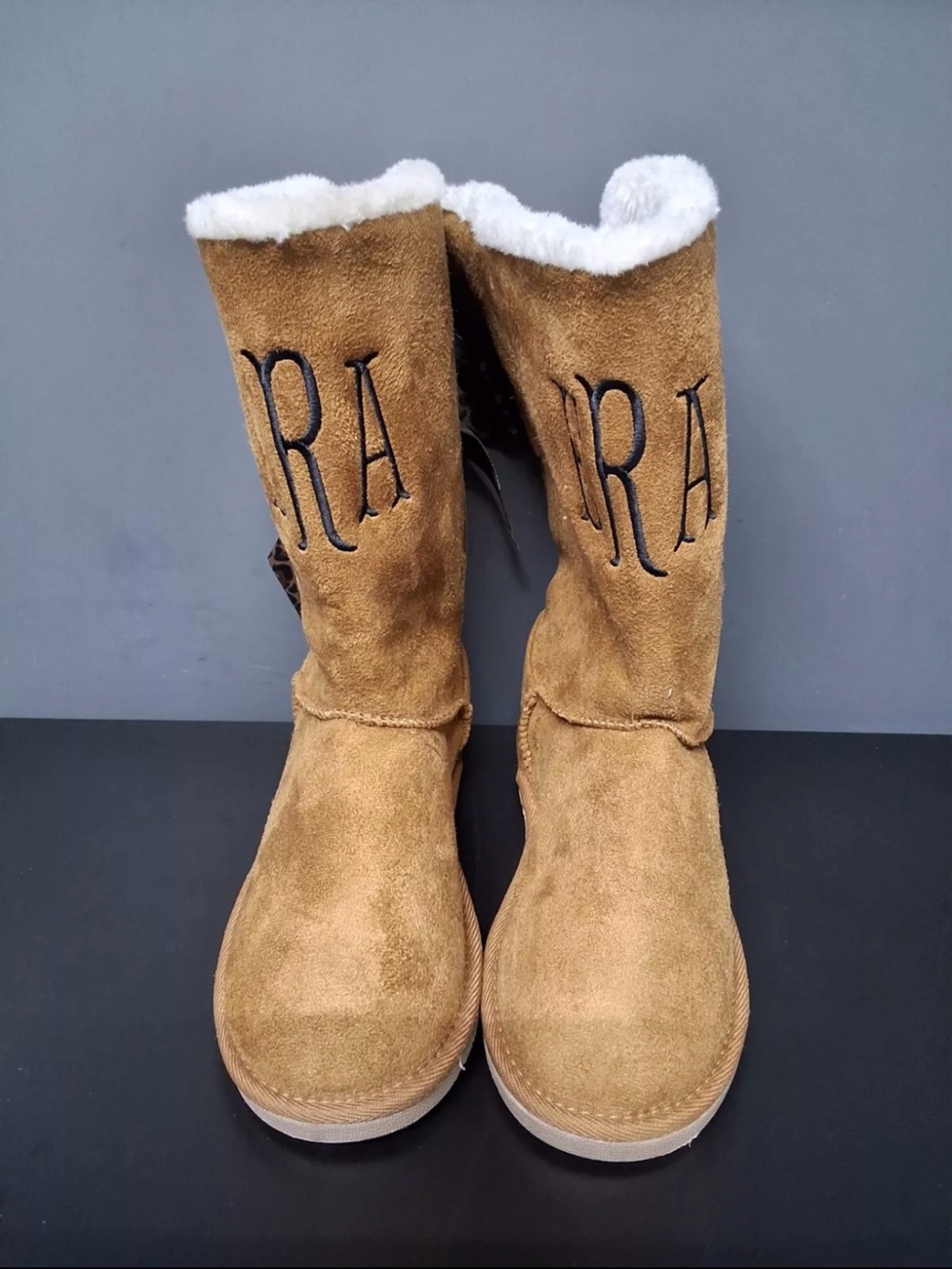 Tan Suede Winter Boots with Faux Fur Lining
